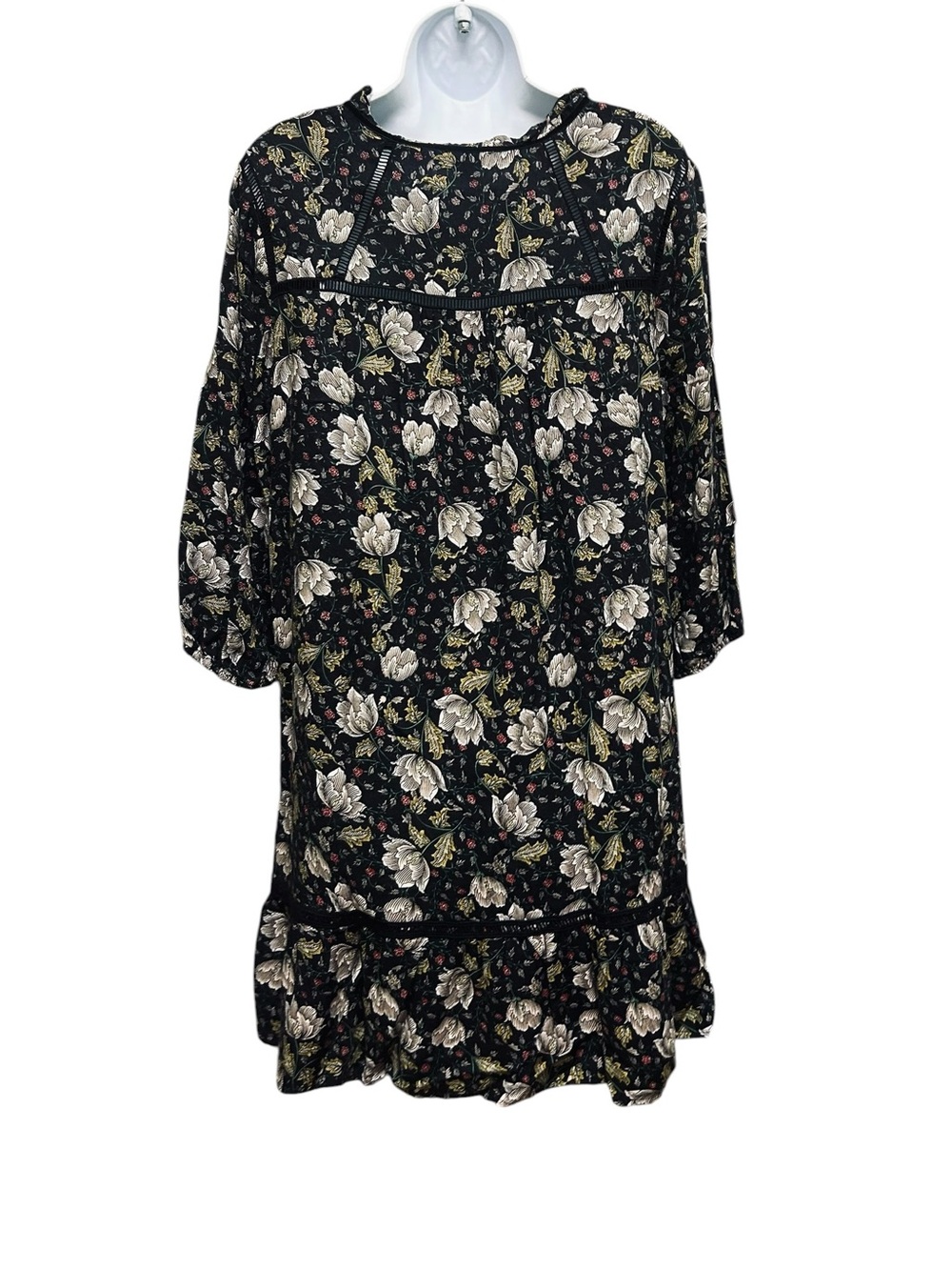 Tribal Jeans Black White Floral Babydoll Dress Size M - Picture 4 of 6
